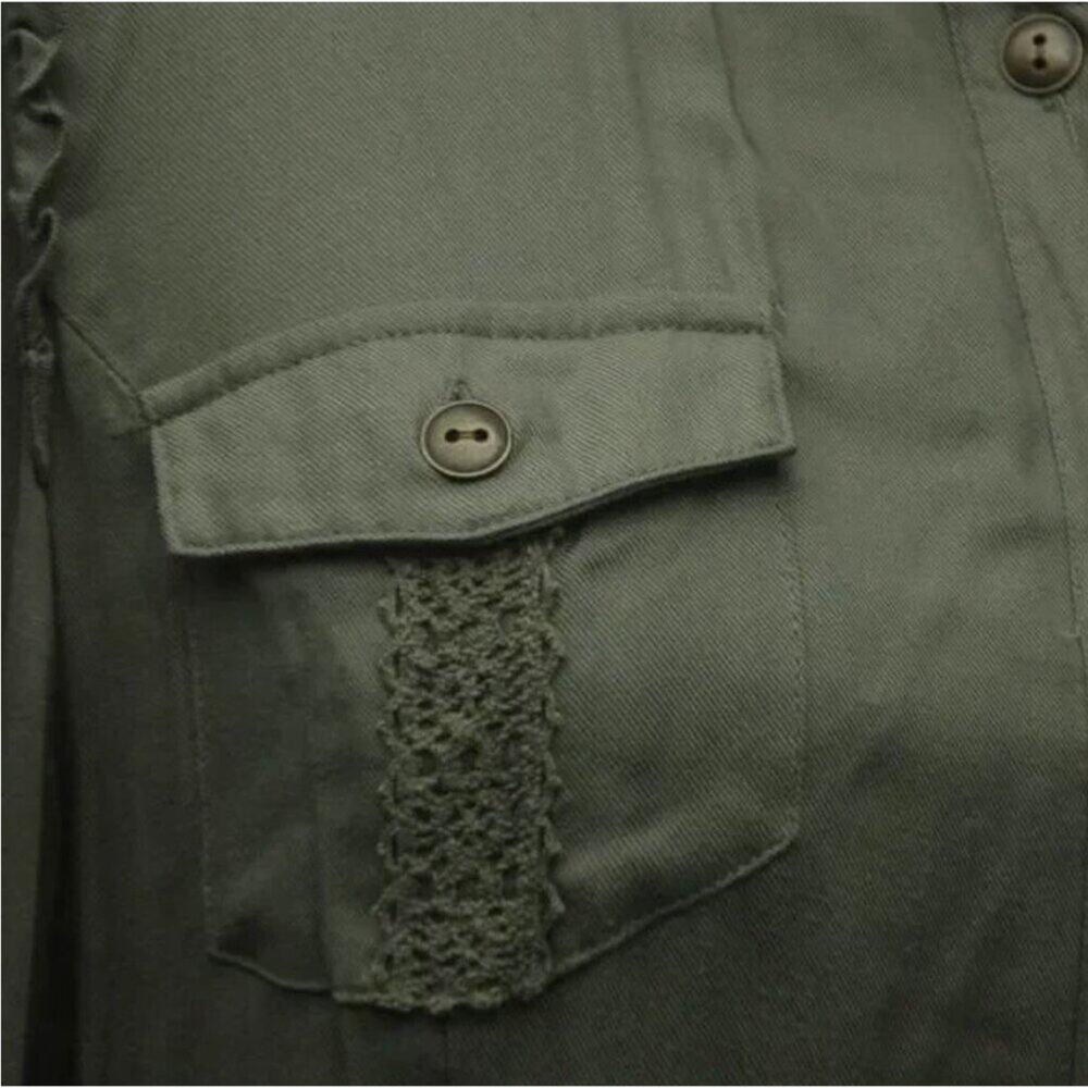 Matilda Jane Canopy Shirt Dress Women's Size Small Army Green Button Down Dress - Picture 6 of 7